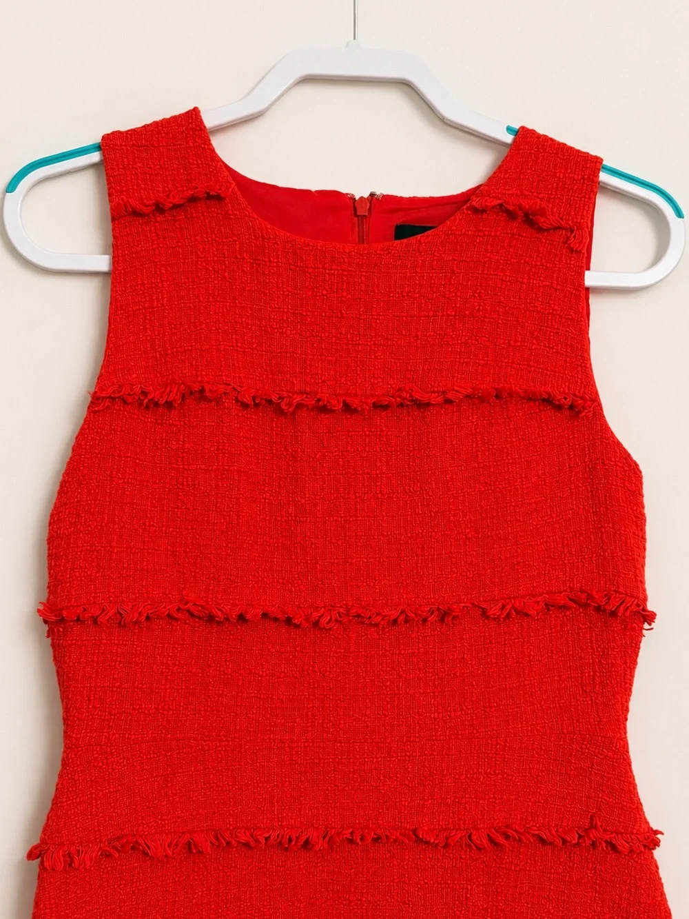 J.Crew Red Textured Fringe Sheath Dress Size 10